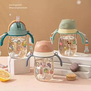 Летняя анти-дроссельная бутылка с ручкой, детская бутылка для воды, детская чашка, чашка для воды, питьевая пипетка