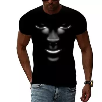 Летняя авангардная популярная популярная 3D-печать в стиле Харадзюку, индивидуальная модная хип-хоп мужская футболка, свободная с круглым вырезом и короткими рукавами S