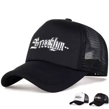 Летняя бейсболка с буквенным принтом, дышащая, регулируемая, сетчатая, кепка в стиле хип-хоп, кепка для спорта на открытом воздухе, кепка для пешего туризма, кепка дальнобойщика, дизайнерская кепка чёрный