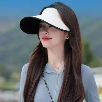 Летняя бесшовная цельная шляпа из ледяного шелка, женская уличная пустая шляпа, пляжная солнцезащитная шляпа от солнца, солнцезащитный козырек, спортивная кепка бежевый