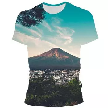 Летняя бестселлерная мужская одежда Harajuku с 3D принтом Fujiyama топы для мальчиков и девочек y2k Ropa Hombre уличная одежда хип-поп футболки унисекс 6XL