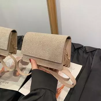 Летняя блестящая маленькая женская сумка в иностранном стиле 2024 года, новая модная универсальная сумка-мессенджер, универсальная маленькая квадратная женская сумка для поездок на работу чёрный