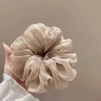 Летняя большая сетчатая резинка для волос из шифона в нежном стиле, для большой головы, с новыми шариками, кольцо для волос для девочек, аксессуары для волос