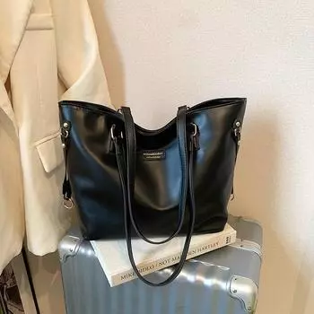 Летняя большая сумка большой вместимости, новая женская универсальная сумка через плечо, модная сумка-тоут для поездок на работу чёрный