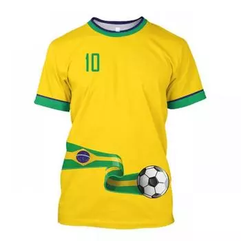 Летняя Бразилия, мужская футболка из джерси, футболки с флагом Бразилии, футболки больших размеров, топы с круглым вырезом и коротким рукавом, модная повседневная мужская одежда S
