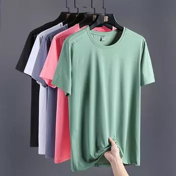 Летняя быстросохнущая футболка из ледяного шелка, мужская многоцветная нейлоновая мужская футболка с короткими рукавами, спортивная повседневная мужская футболка с короткими рукавами 2XL