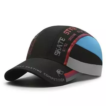 Летняя быстросохнущая кепка, мужская бейсболка с принтом и строчкой, козырек для занятий спортом на открытом воздухе, женская теннисная кепка, регулируемая кепка от солнца Adjustable чёрный