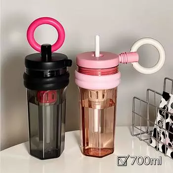 Летняя чашка 700 мл, чашка для молочного чая, милая соломенная бутылка для воды с ручкой и ручкой, чайник большой емкости чёрный