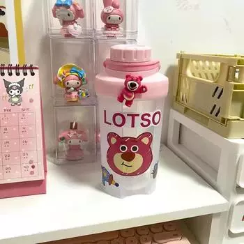 Летняя чашка для воды «История игрушек», повседневная спортивная чашка для коктейля, студенческая пластиковая чашка 500ml розовый