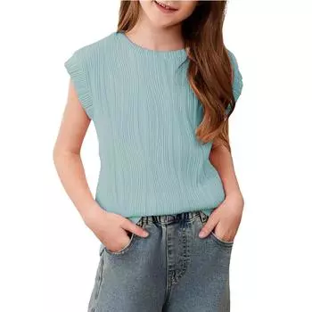 Летняя цветная футболка без рукавов для девочек M армия зеленый