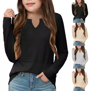 Летняя цветная футболка с длинным рукавом для девочек M бежевый