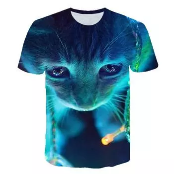 Летняя детская футболка с 3D цветочным принтом для мальчиков и девочек, свободные топы с круглым вырезом и короткими рукавами, детская футболка