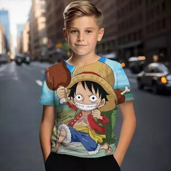 Летняя детская футболка с 3D-принтом, цельная, крутая, модная, унисекс, футболки с короткими рукавами для мальчиков и девочек 120