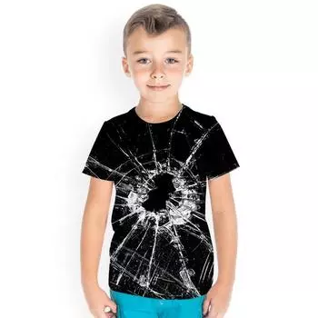 Летняя детская футболка с геометрическим 3D цифровым принтом, детская футболка с короткими рукавами Футболка 100cm
