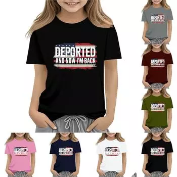 Летняя детская футболка с короткими рукавами и принтом залива, с круглым вырезом, модная 160