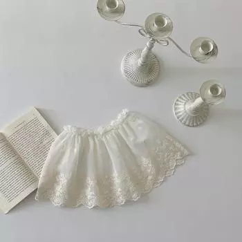 Летняя детская кружевная юбка принцессы с вышивкой и цветами из сетки для девочек, однотонные повседневные юбки с вырезами, детская одежда, аксессуары S (0-18M) абрикосовый