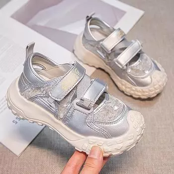 Летняя детская мода дышащая повязка на голову спортивная и повседневная обувь каркасные уличные сандалии пляжная обувь детская обувь 26 белый/бежевый