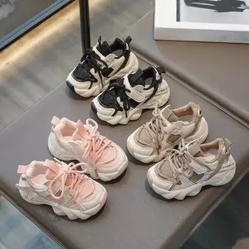 Летняя детская обувь для малышей для мальчиков и девочек, повседневные кроссовки с дышащей сеткой для маленьких детей, нескользящая детская спортивная обувь 30 чёрный