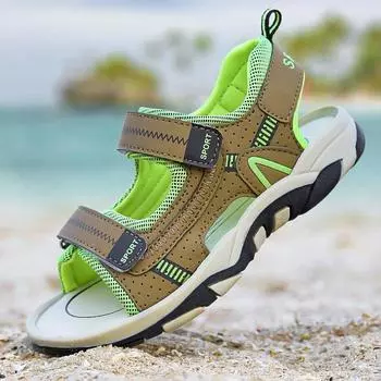 Летняя детская обувь. Пляжная обувь для мальчиков на мягкой подошве. Детские модные сандалии с открытым носком. 38 красный