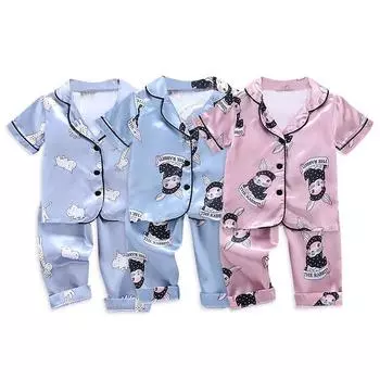 Летняя детская одежда, детские пижамы для мальчиков и девочек, одежда для сна с жирафом XS синий