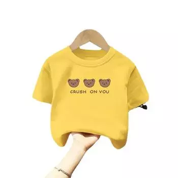 Летняя детская одежда для мальчиков и девочек. Футболка с короткими рукавами. Детская футболка из чистого хлопка. Топ с медвежонком с половиной рукавов. 80cm