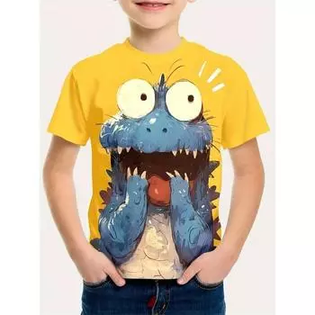 Летняя детская одежда для мальчиков с принтом 3D-кота, футболка с коротким рукавом, детская одежда, модная футболка для мальчиков, топ, футболка 140