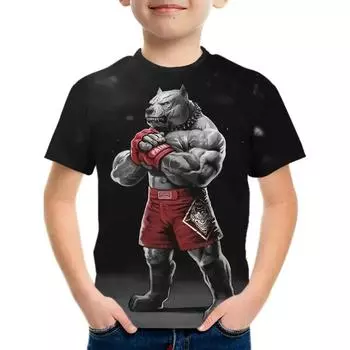 Летняя детская одежда для мальчиков с принтом 3D-кота, футболка с коротким рукавом, детская одежда, модная футболка для мальчиков, топ, футболка 130