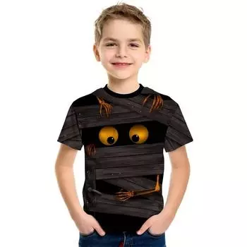 Летняя детская одежда для мальчиков с принтом 3D-кота, футболка с коротким рукавом, детская одежда, модная футболка для мальчиков, топ, футболка 160