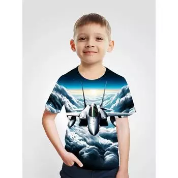 Летняя детская одежда для мальчиков с принтом 3D-кота, футболка с коротким рукавом, детская одежда, модная футболка для мальчиков, топ, футболка 110