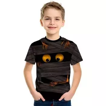 Летняя детская одежда для мальчиков с принтом 3D-кота, футболка с коротким рукавом, детская одежда, модная футболка для мальчиков, топ, футболка 100CM