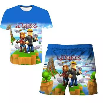 Летняя детская одежда с 3D принтом для мальчиков и девочек, модные футболки, комплекты с короткими штанами для детей 4, 6, 8, 10, 12, 14 лет 100