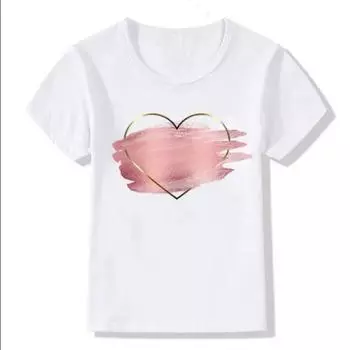 Летняя детская одежда с милым розовым сердцем и милой футболкой с рисунком для мальчиков и девочек, милые детские белые футболки с эстетикой 9T