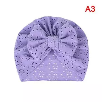 Летняя детская шапка-тюрбан с бантом, мягкая эластичная детская шапка-капюшон для рожденных девочек фиолетовый