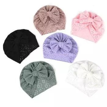 Летняя детская шапка-тюрбан с бантом, мягкая эластичная детская шапка-капюшон для рожденных девочек оранжевый