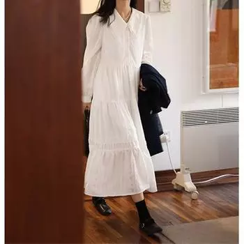 Летняя длинная юбка Весеннее платье с длинными рукавами Повседневные платья для пляжного отдыха S