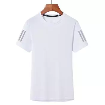 Летняя дышащая футболка из ледяного шелка с круглым вырезом, однотонная, быстросохнущая, повседневная, спортивная, для фитнеса, бега, с короткими рукавами для женщин XXXXXL белый