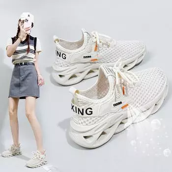 Летняя дышащая летающая тканая женская обувь, модная спортивная обувь для бега, женская повседневная обувь 35 хаки