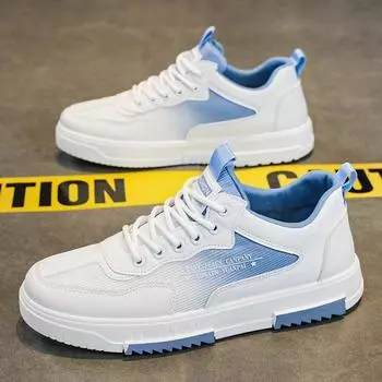 Летняя дышащая мужская обувь 2024 года, новый тренд, повседневная универсальная маленькая белая обувь, спортивная летняя сетчатая обувь, модная обувь 39 светло-синий