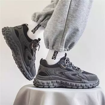 Летняя дышащая мужская обувь для спорта и отдыха, модная обувь для пап, универсальная рабочая обувь с нескользящей подошвой для шин 39 серый