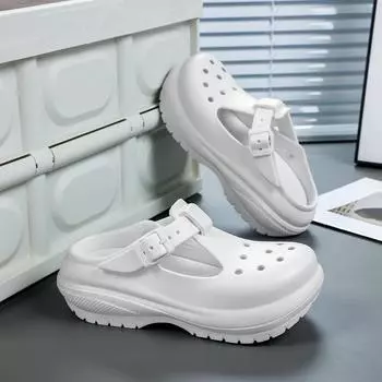 Летняя дышащая обувь большого размера с мягким дном и толстым дном для сада, прохладная, для отдыха на открытом воздухе, для пляжа, повседневная женская обувь 36 чёрный