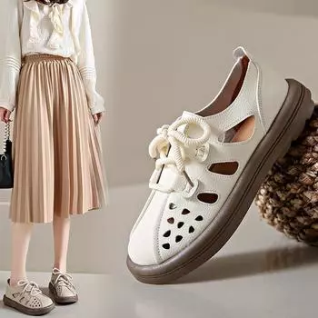 Летняя дышащая обувь для мам, женская обувь для отдыха в стиле ретро для бабушек, мягкая подошва, полые большие отверстия, женская обувь Le Fu, модная обувь 35