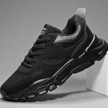 Летняя дышащая обувь с одинарной сеткой, повседневная спортивная мужская обувь39-45 39 чёрный