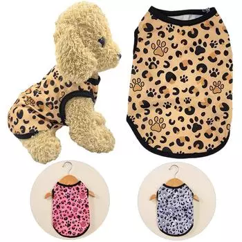 Летняя дышащая одежда для собак средних и маленьких пород, кошек, мягкая, уютная, с леопардовым принтом, жилет для щенков, котят, французского бульдога, чихуахуа XS
