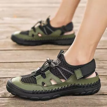 Летняя дышащая повседневная обувь для ходьбы, мужская уличная обувь с открытыми ступнями, дышащая мужская повседневная обувь, классические мужские кроссовки с мягкой подошвой 38 чёрный