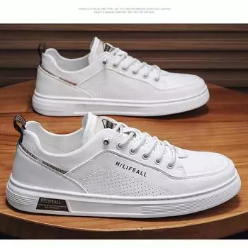 Летняя дышащая повседневная обувь Footstroke, мужская спортивная обувь на плоской подошве, нескользящая, водонепроницаемая, удобная, модная, маленькая белая обувь 39