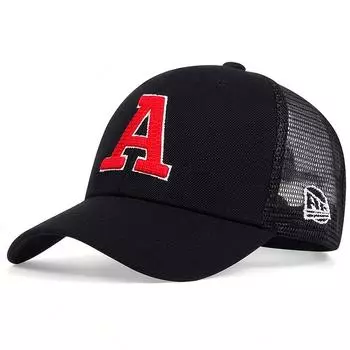 Летняя дышащая сетчатая бейсболка с вышитой буквой А, кепка для папы, регулируемые шляпы для пар, кепки для гольфа чёрный
