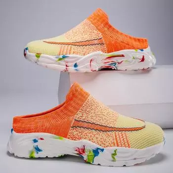 Летняя дышащая сетчатая пара обуви Прозрачная сетчатая пряжа Легкая мягкая эластичная танцевальная обувь Повседневная прогулочная обувь Удобная ленивая обувь 35 бежевый