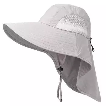 Летняя дышащая сетчатая шляпа от солнца, мужская уличная шляпа-ведро с широкими полями и крышкой на шею, анти-УФ-защита, мужская рыбацкая кепка для рыбалки 58-60cm зелёный