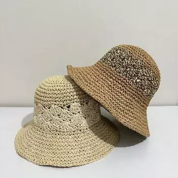 Летняя дышащая соломенная шляпа-ведро с большими полями для защиты от солнца, для отдыха на море, соломенная шляпа M56-58cm верблюд