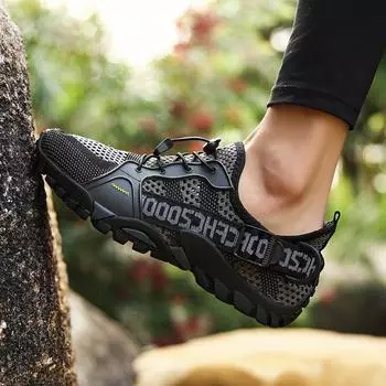 Летняя дышащая спортивная повседневная обувь для альпинизма на открытом воздухе из полой сетчатой ткани для мужчин 36 чёрный
